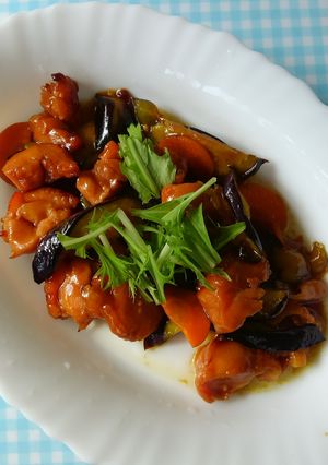 ご飯がススム！焼き鳥缶詰de鶏ナス炒め♪-レシピのメイン写真