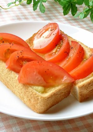 チーズトーストにトマト＆はちみつ-レシピのメイン写真