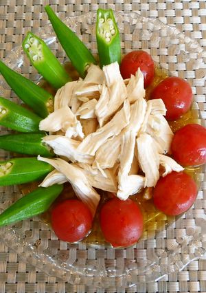 ひんやり~♪ 鶏胸肉と夏野菜の冷やし鉢❀-レシピのメイン写真