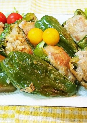 ☆おからボールのピーマンカップ肉包焼き-レシピのメイン写真