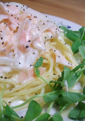 簡単パパッと♪　鮭クリームパスタ-レシピのメイン写真