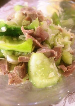 砂肝とたたき胡瓜のにんにくネギ和え-レシピのメイン写真