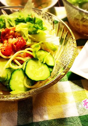 ツナ缶とトマト缶の冷製スパゲッティ♪♪-レシピのメイン写真
