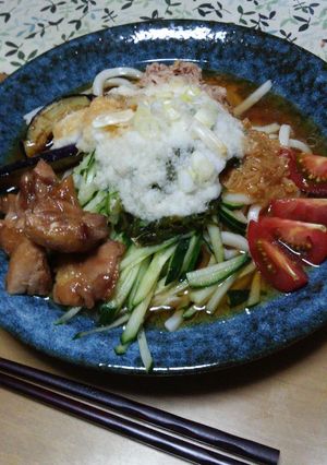 夏のがっつりサラダうどん-レシピのメイン写真