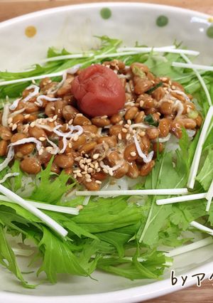 水菜たっぷりのせ♪ヘルシー納豆丼!-レシピのメイン写真