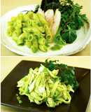 土佐はちきん地鶏と葉にんにくソースパスタ