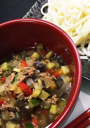 麺つゆ1本で出来る和風ラタトゥイユつけ麺-レシピのメイン写真