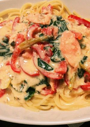 食べたくなる！レモンと鮭のクリームパスタ-レシピのメイン写真
