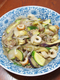 合挽きミンチ・竹輪・夏野菜のあんかけ-レシピのメイン写真