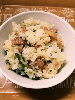 小松菜と豚肉の混ぜご飯-レシピのメイン写真