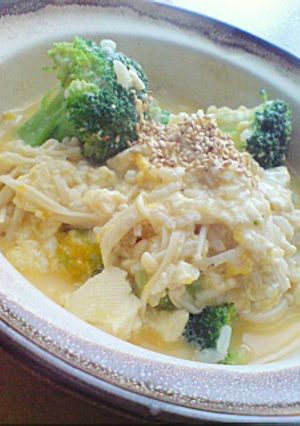ホコホコ甘ーいブロッコリーと豆腐の卵雑炊-レシピのメイン写真