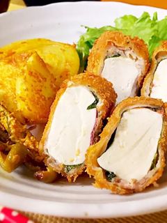 大葉と梅肉の肉巻き豆腐カツ-レシピのメイン写真