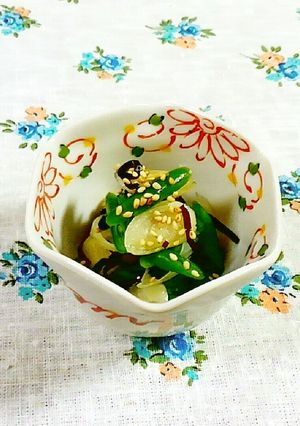 らっきょうとインゲンの塩昆布あえ♪-レシピのメイン写真
