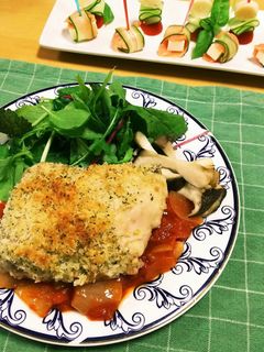 鶏の香草パン粉焼き☆トマトソース添え-レシピのメイン写真