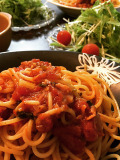 トマトとニンニクのスパゲティ♡-レシピのメイン写真