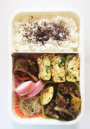 毎日男弁当⁂ズッキーニのカレー風炒め弁当-レシピのメイン写真