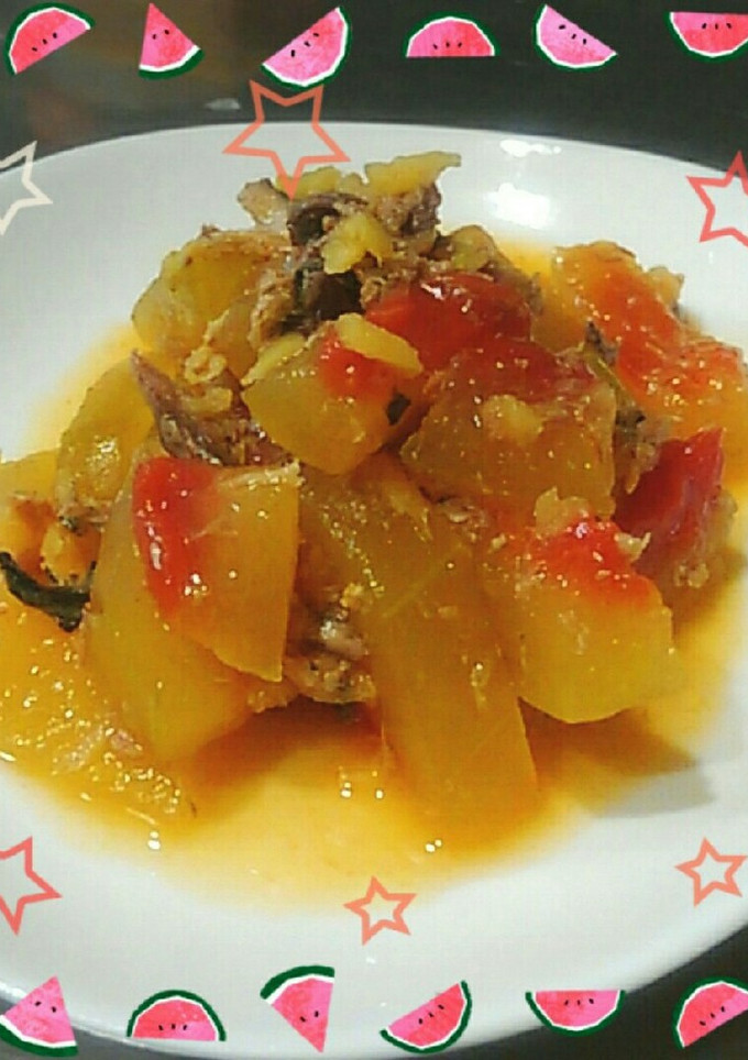 うまっ♡スイカの皮と味付け鯖缶で簡単煮物-レシピのメイン写真