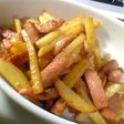 魚肉ハンバーグとポテトのケチャマヨ炒め