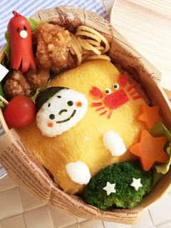オムライス☆夏弁当☆簡単☆キャラ弁♫-レシピのメイン写真