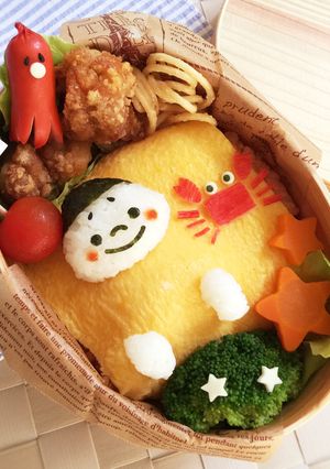 オムライス☆夏弁当☆簡単☆キャラ弁♫-レシピのメイン写真