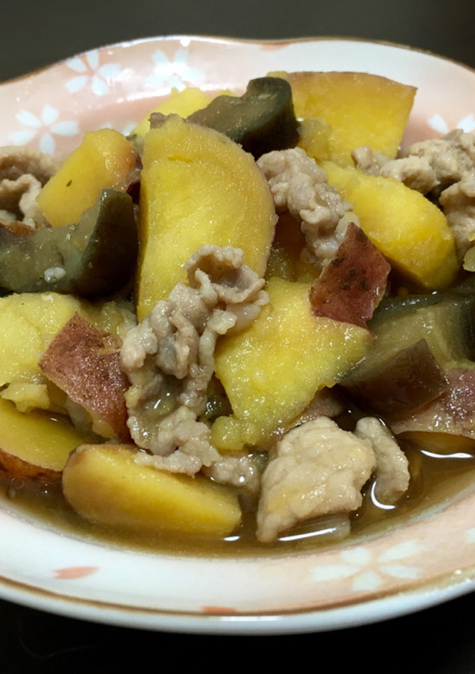 さつまいもとナスと豚肉の甘煮-レシピのメイン写真