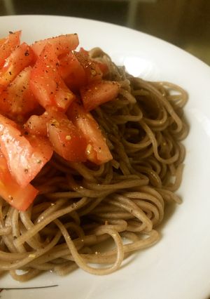 【腎臓病】低たんぱく蕎麦でトマト蕎麦-レシピのメイン写真