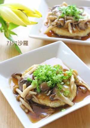 鶏ひき肉＆高野豆腐✿和風きのこハンバーグ-レシピのメイン写真