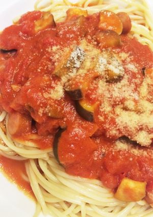 茄子とウインナーのトマトパスタ-レシピのメイン写真