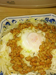レンジで簡単巣ごもり卵~納豆のせ!-レシピのメイン写真
