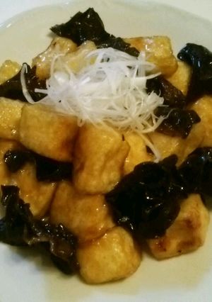 キクラゲと揚げあられ豆腐の炒め-レシピのメイン写真