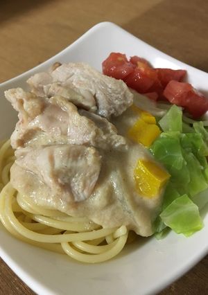 鶏肉の大豆クリーム煮 on pasta♪-レシピのメイン写真