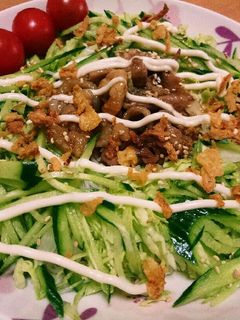 しょうが焼きとサラダのそうめん-レシピのメイン写真