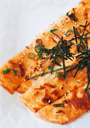 簡単♡韓国風お好み焼き♡白菜キムチチヂミ-レシピのメイン写真