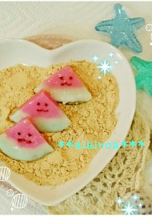かわいい！すいか白玉in夏のきなこビーチ-レシピのメイン写真