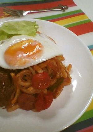 もやしとピーマンのケチャップうどん-レシピのメイン写真