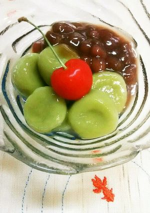 お手軽！市販の抹茶ミルクDE抹茶白玉♪-レシピのメイン写真