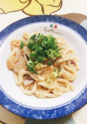 カルボナーラ風うどん♪卵不要♪-レシピのメイン写真