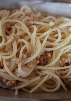 簡単！納豆と鶏挽肉のパスタ-レシピのメイン写真