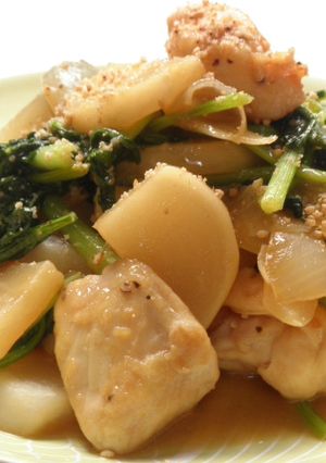 鶏肉とかぶのわさび醤油炒め-レシピのメイン写真