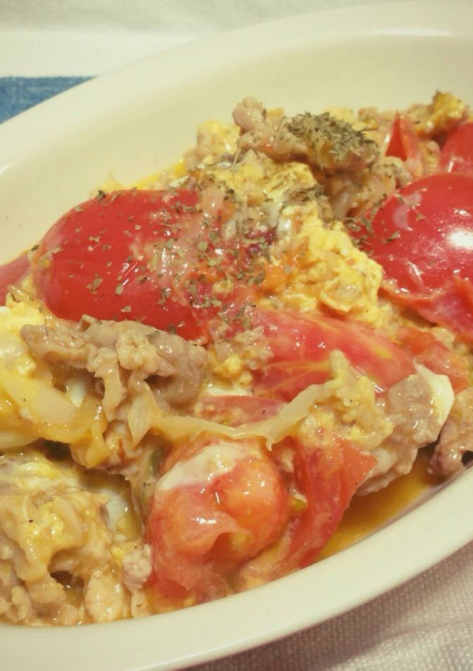 豚肉とトマトの卵とじ-レシピのメイン写真