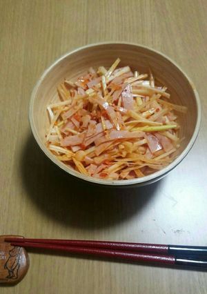ネギとハムの！ピリ辛ラー油和え-レシピのメイン写真