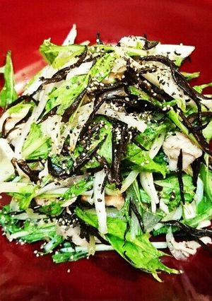 ツナとひじきの昆布だし和え簡単水菜サラダ-レシピのメイン写真