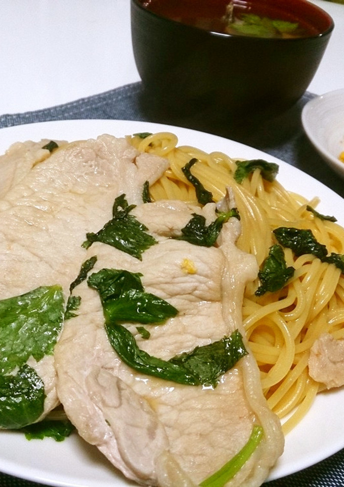 かんたん♪♪　豚肉と三つ葉の和風パスタ-レシピのメイン写真