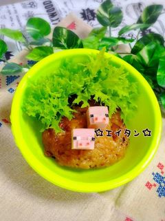 マイクラ☆ ブタ☆キャラ弁-レシピのメイン写真