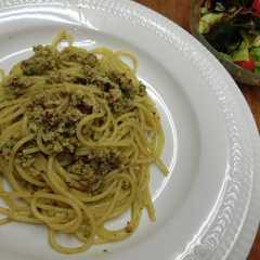 A picture of タコミンチ入りジェノベーゼパスタ.