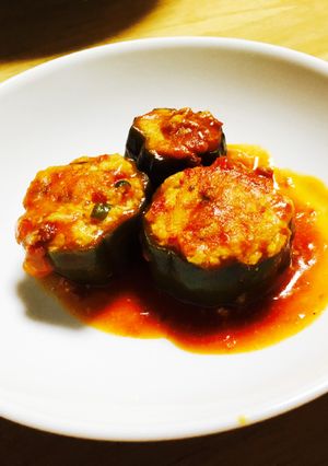 超簡単☆ピーマンの豆腐詰めトマト煮-レシピのメイン写真