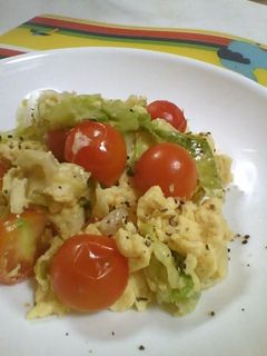 レタスとミニトマトの卵とじ-レシピのメイン写真