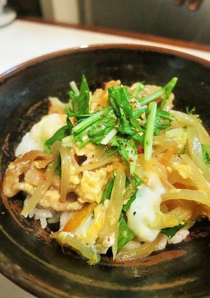 【麻辣味】残った焼き鳥で親子丼-レシピのメイン写真