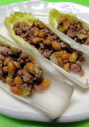 ＊納豆とひき肉のチコリボート＊-レシピのメイン写真