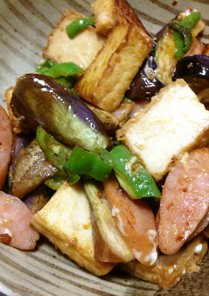夏野菜と厚揚げの味噌だれの素炒め-レシピのメイン写真